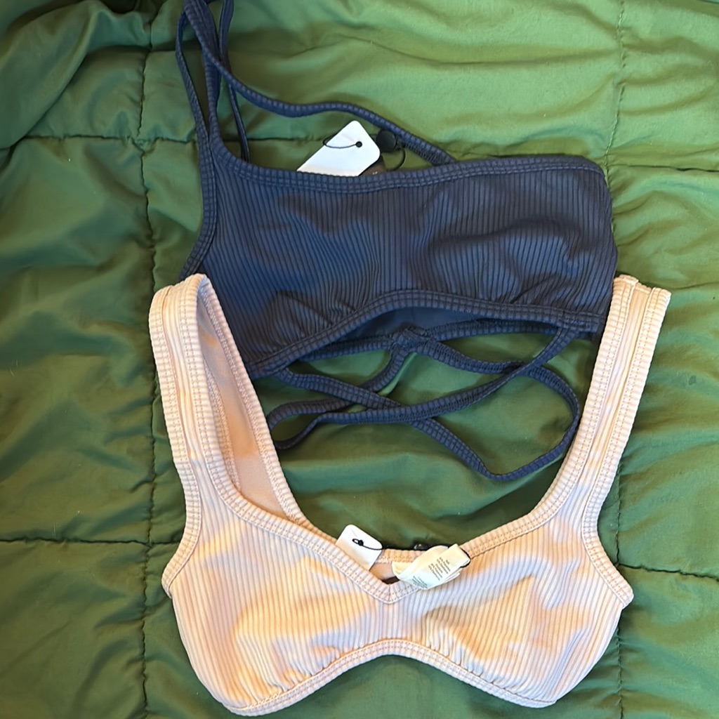 Nwt For Love And Lemons Chloe Bra In Blue And Ella Bra In Dusty Pink Bundle